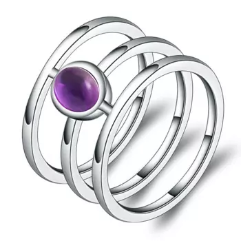 Женское классическое кольцо из серебра 925 пробы с натуральным аметистом