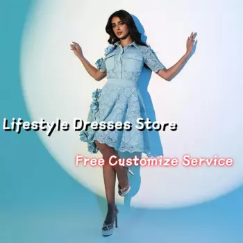 Женское коктейльное платье с коротким рукавом и пуговицами