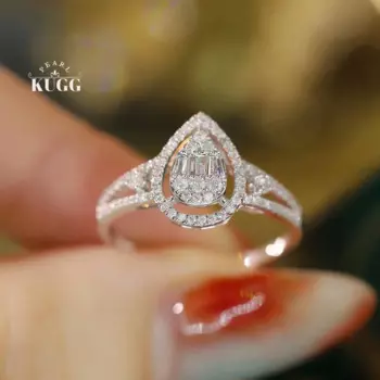 Женское кольцо из белого золота 100% пробы, с бриллиантами