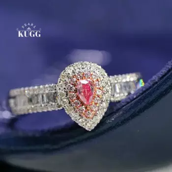 Женское кольцо из белого золота 100% пробы, с бриллиантами