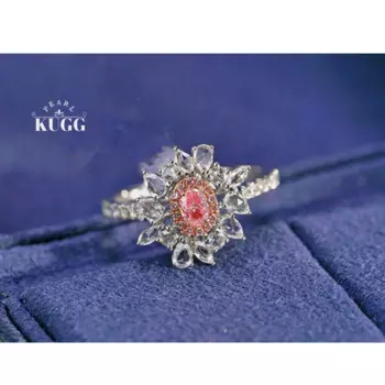 Женское кольцо из белого золота 100% пробы, с бриллиантами