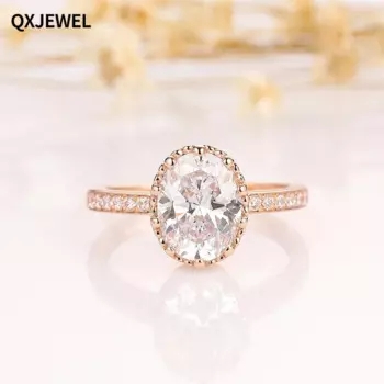 Женское кольцо из муассанита овальной формы, 7 Х9 мм