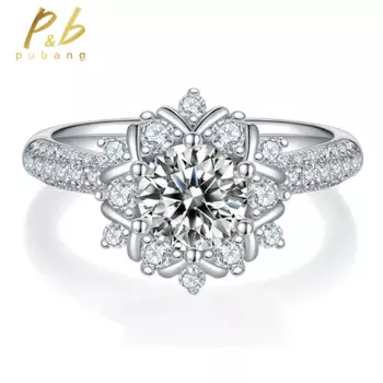 Женское кольцо из серебра 100% пробы, с муассанитом 925 мм