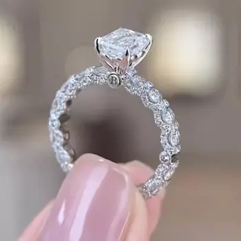 Женское кольцо из серебра 100% пробы, с бриллиантами