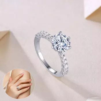 Женское кольцо из серебра 100% пробы с муассанитом, 8 мм