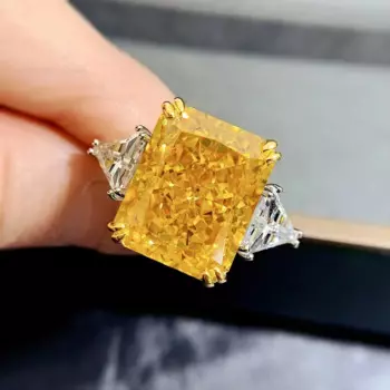 Женское кольцо из серебра 100% пробы, с цитрином 13 х16 м