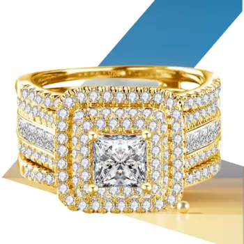 Женское кольцо из серебра 100% пробы с муассанитом, 14 к