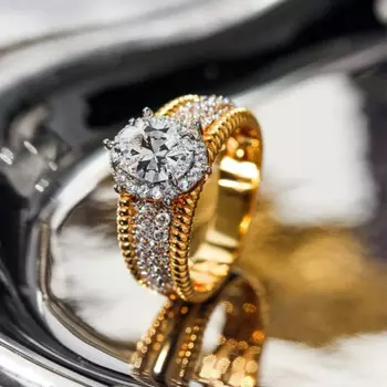 Женское кольцо из серебра 100% пробы, с бриллиантами