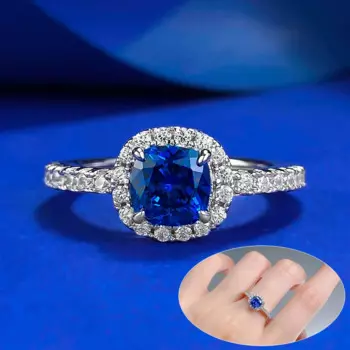 Женское кольцо из серебра 100% пробы с бриллиантами, 6 х6 мм