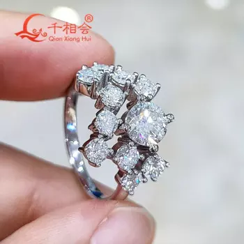 Женское кольцо из серебра 12,5 пробы, с муассанитом