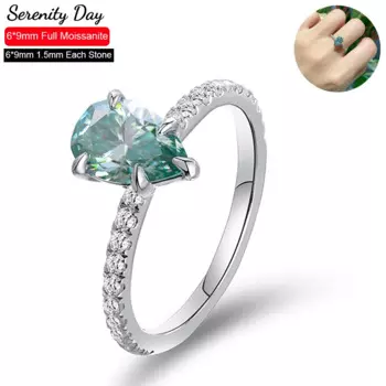 Женское кольцо из серебра 1,86 пробы, с муассанитом, 6 Х9 мм