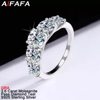 Женское кольцо из серебра 3,6 пробы с муассанитом, 5 шт.