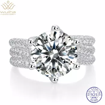 Женское кольцо из серебра 925 пробы с муассанитом 5 карат