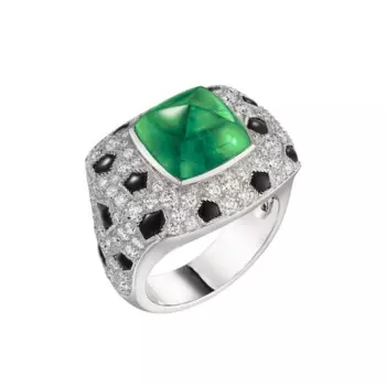 Женское кольцо из серебра 925 пробы, с зеленым изумрудом