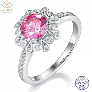 Женское кольцо из серебра 925 пробы с муассанитом, 4 цвета