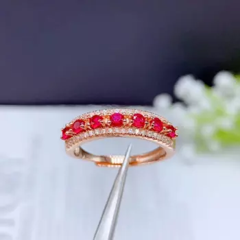 Женское кольцо из серебра 925 пробы с натуральным Рубином, 7 штук