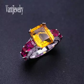 Женское кольцо из серебра 925 пробы, с натуральным циррином