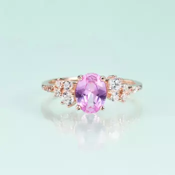 Женское кольцо из серебра 925 пробы, с розовым сапфиром