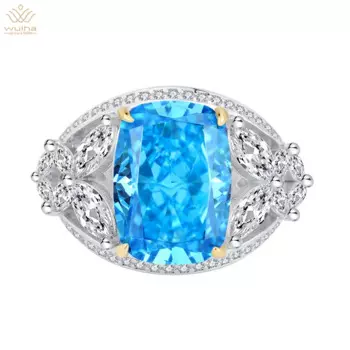 Женское кольцо из серебра 925 пробы, с сапфиром, 10 х14 мм