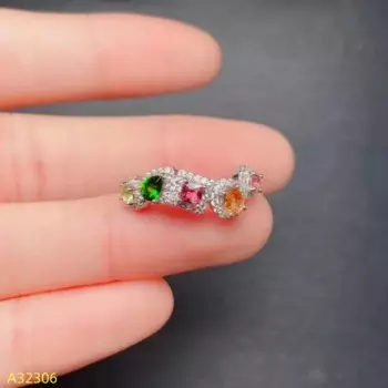 Женское кольцо из серебра 925 пробы с натуральным турмалином