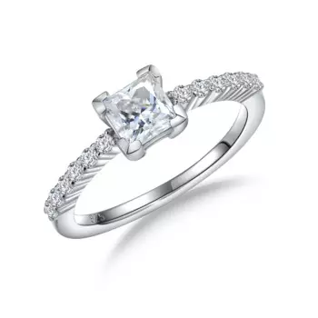 Женское кольцо из серебра 925 пробы с муассанитом, 1 карат