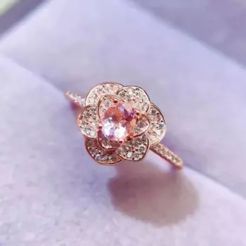 Женское кольцо из серебра 925 пробы, с розовым сапфиром, 4 Х5 мм