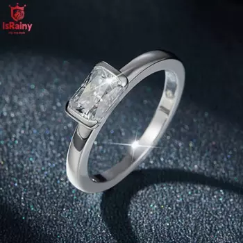 Женское кольцо из серебра 925 пробы с муассанитом, 5 х7 мм