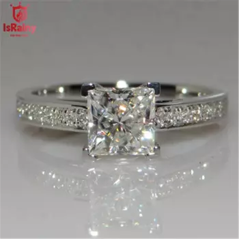 Женское кольцо из серебра 925 пробы, с муассанитом 7 мм