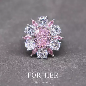 Женское кольцо из серебра 925 пробы с розовыми бриллиантами