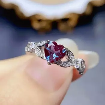 Женское кольцо из серебра 925 пробы с Александритом, 6 мм