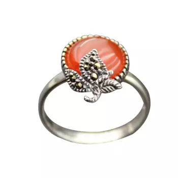 Женское кольцо из серебра 925 пробы, с ониксом, 10 мм