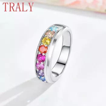Женское кольцо из серебра 925 пробы, с радужным сапфиром