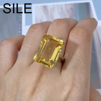 Женское кольцо из серебра 925 пробы, с натуральным Цитрином