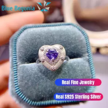 Женское кольцо из серебра 925 пробы с танзанитом, 6 мм