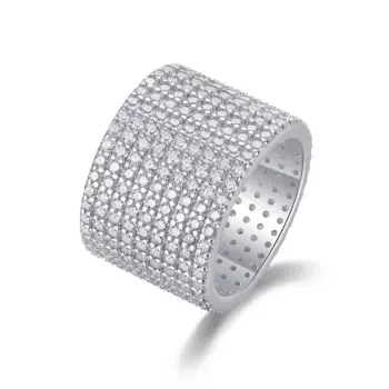 Женское кольцо из серебра 925 пробы с муассанитом, 9 рядов