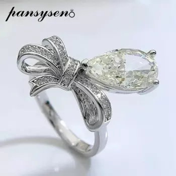 Женское кольцо из серебра 925 пробы с бриллиантами, 7x13 мм