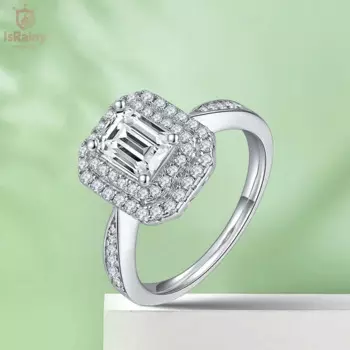 Женское кольцо из серебра 925 пробы с муассанитом, 5 х7 мм