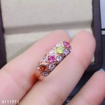 Женское кольцо из серебра 925 пробы с натуральным турмалином