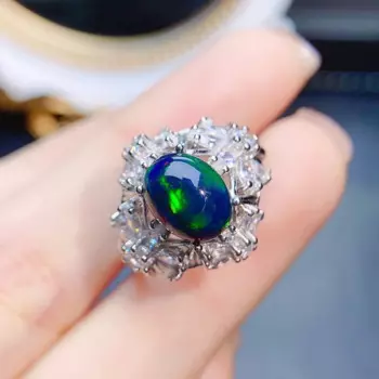 Женское кольцо из серебра 925 пробы с натуральным опалом, 7 Х9