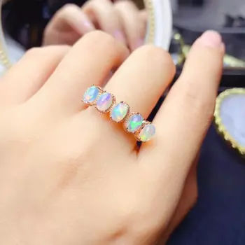 Женское кольцо из серебра 925 пробы, с натуральным опалом