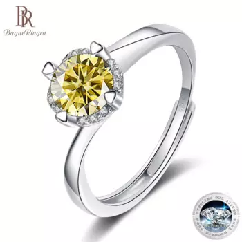 Женское кольцо из серебра 925 пробы с муассанитом, 1 карат