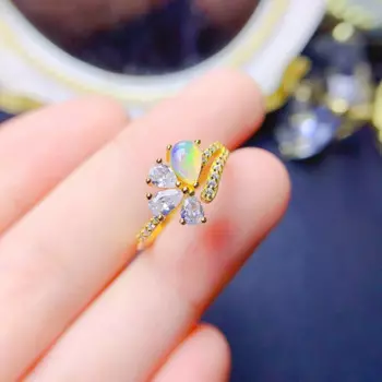 Женское кольцо из серебра 925 пробы с натуральным опалом, 4 Х6