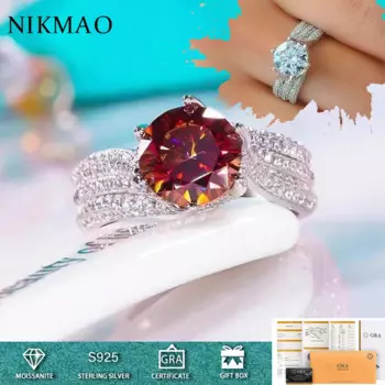 Женское кольцо из серебра 925 пробы с бриллиантами 3-5 карат