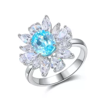 Женское кольцо из серебра пробы с сапфировым покрытием