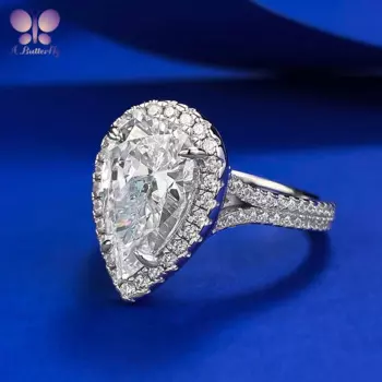 Женское кольцо из серебра с имитацией бриллианта, 8*13 мм