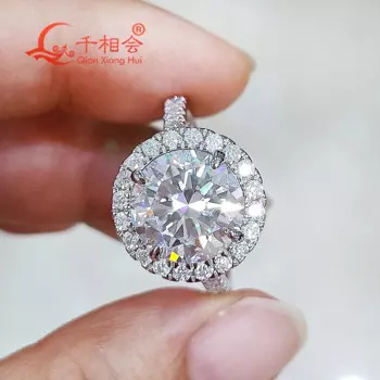 Женское кольцо из серебра с муассанитом, 10 мм