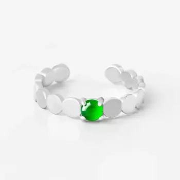 Женское кольцо из серебра с натуральным нефритом, размеры 5-9