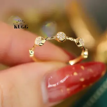 Женское кольцо с бриллиантами 100% карат KUGG, белое или Желтое золото 18 карат, модное обручальное кольцо с натуральным бриллиантом 0,10 карат