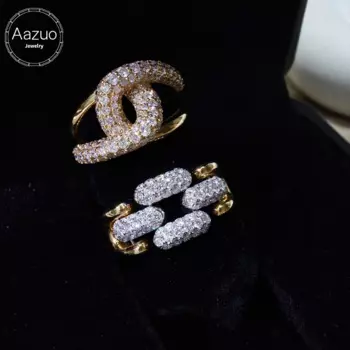 Женское кольцо с бриллиантами Aazuo, желтое золото пробы