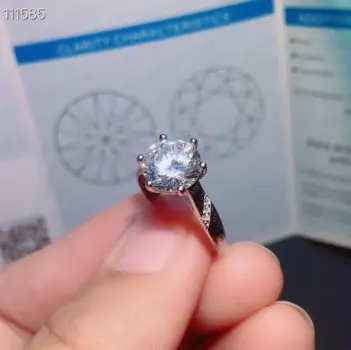 Женское кольцо с бриллиантом, серебро 1,0-3,0 карат